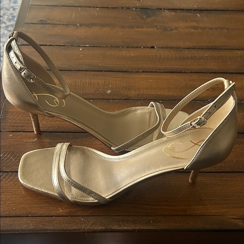 Sam Edelman Gold Ankle Strap Heels
